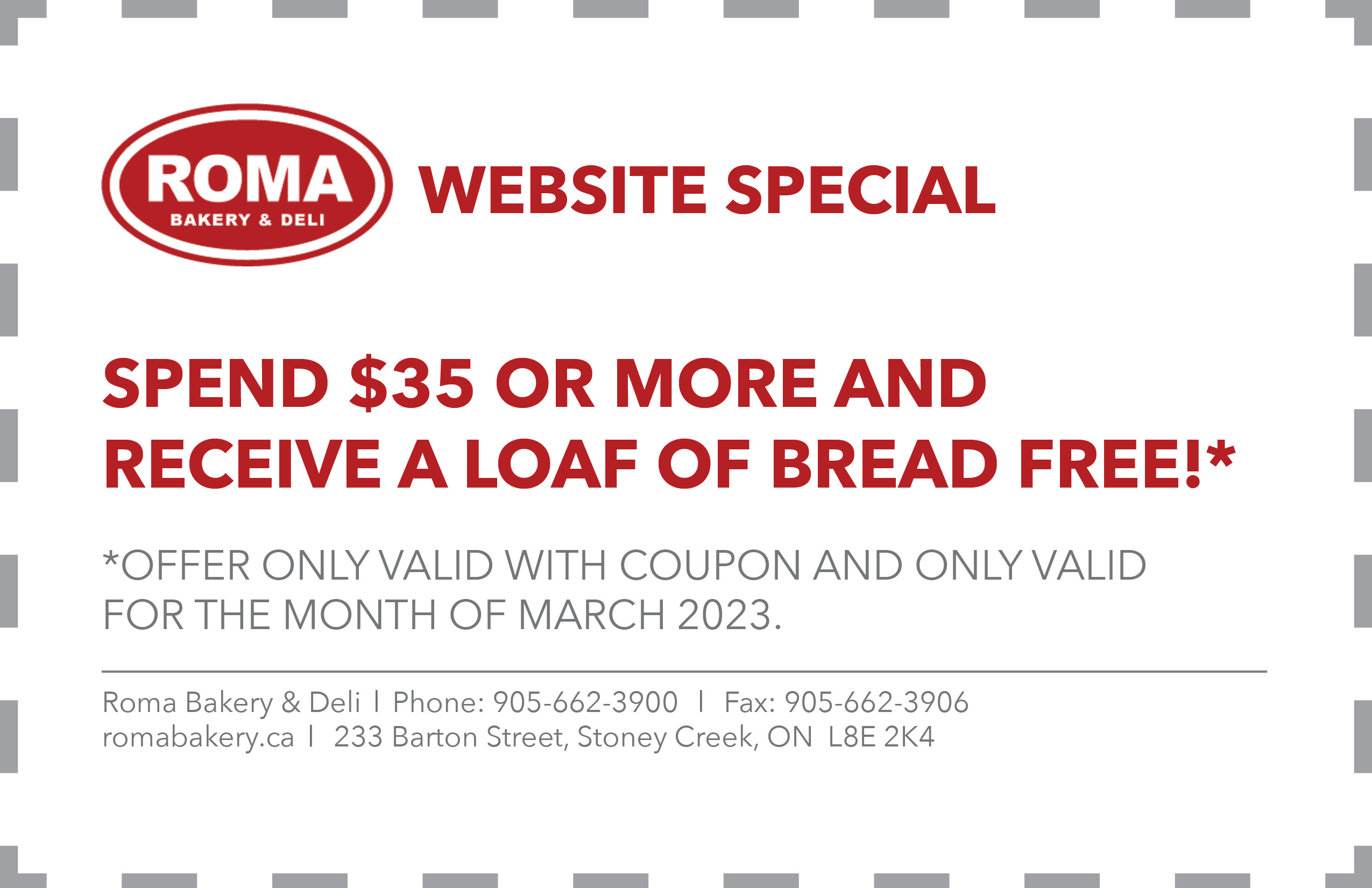 SPECIALS - Roma Bakery